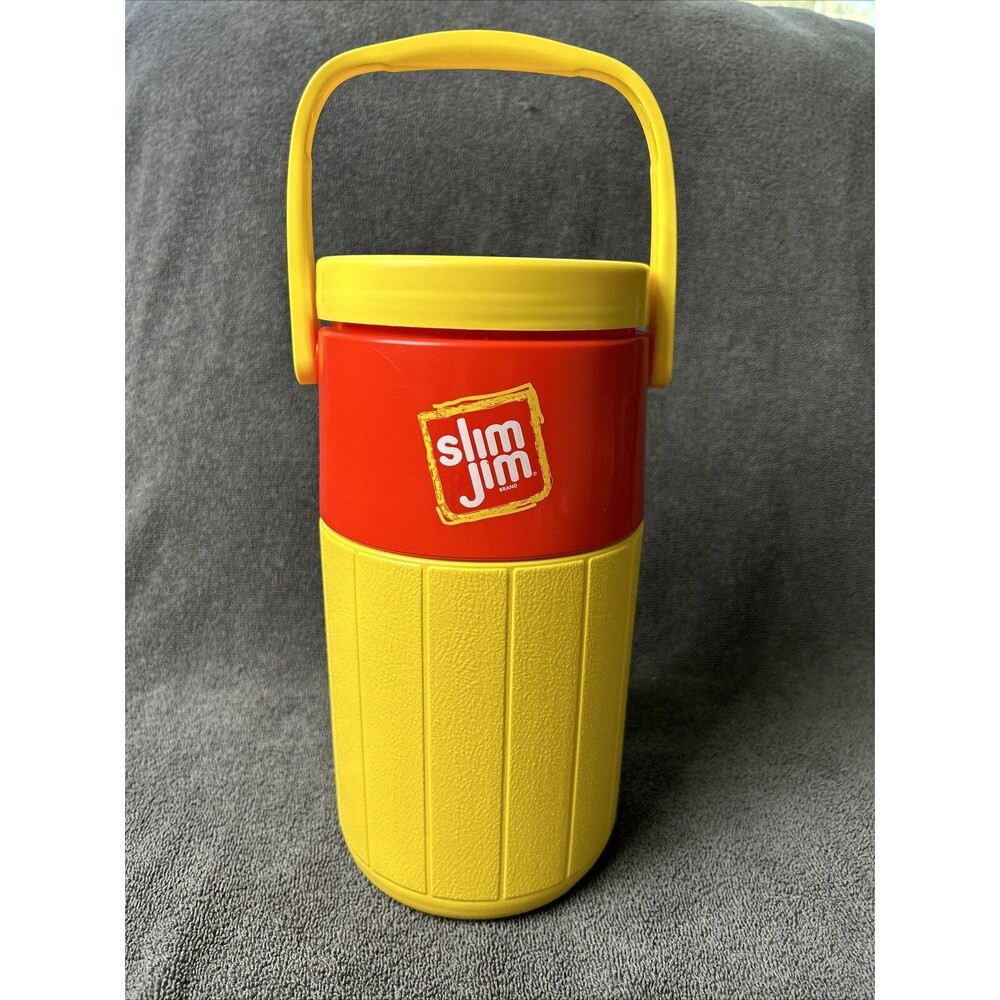 Vintage Coleman Slim Jim Thermos Cooler #5590 Red Yellow Wichta USA Rollerblader